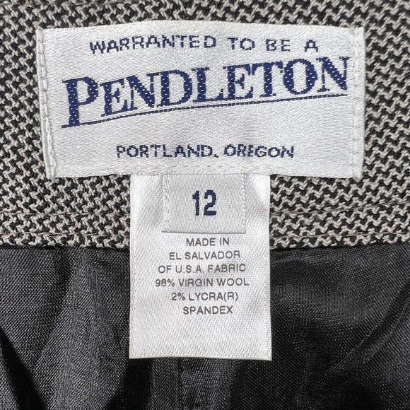 Pendleton Black & White Savvy Stretch Wool High Rise Straight Leg Dress Pants 12 - Picture 7 of 11